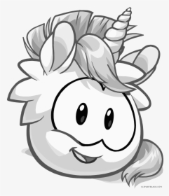 Cute Unicorn Animal Free Black White Clipart Images - Puffles From Club Penguin, HD Png Download, Transparent PNG