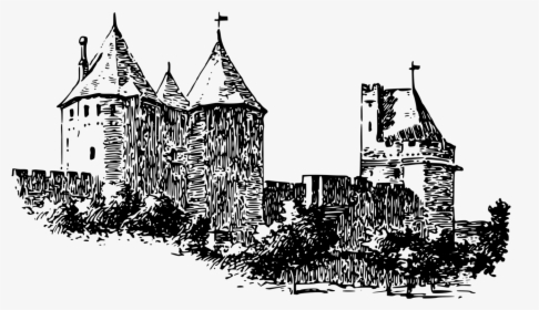 Woodcut Woodblock Printing Fortification Castle Defensive - Carcassonne Castle Clipart, HD Png Download, Transparent PNG