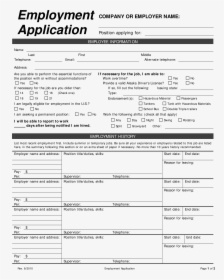 Contest Entry Formsplate Blank Form Registration Free - Printable Standard Employment Application, HD Png Download, Transparent PNG