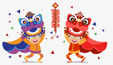 African Dance Clipart - Chinese Lion Dance Cartoon, HD Png Download, Transparent PNG