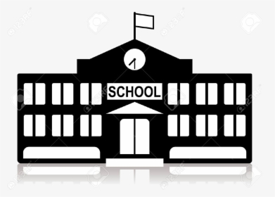 High School Black And White Transparent Png - School Building Silhouette Png, Png Download, Transparent PNG
