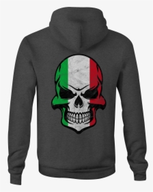 Zip Up Hoodie Italy Flag Painted Skull Hooded Sweatshirt - Hoodie, HD Png Download, Transparent PNG