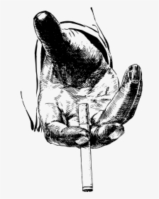 Smoker S Hand Clip Arts - Smoking Hand Art Black And White, HD Png Download, Transparent PNG
