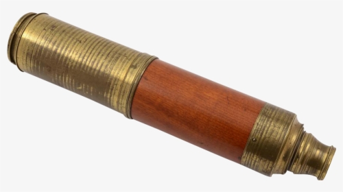 Victorian Brass & Mahogany Three Draw Telescope - Brass, HD Png Download, Transparent PNG