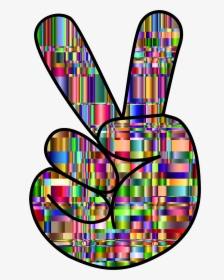 Clipart Checkered Chromaticic Hand Peace Sign - Peace Sign Hippie Clip Art, HD Png Download, Transparent PNG