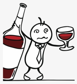 Red Wine Drawing - Man Drinking Wine Drawing, HD Png Download, Transparent PNG