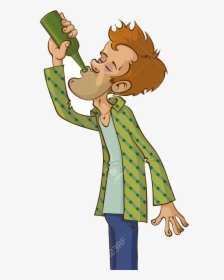Alcohol Man Drinking From Green Bottle Royalty Free - Drinking Alcohol Clipart, HD Png Download, Transparent PNG