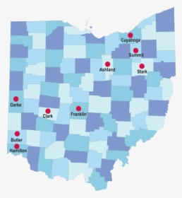 Spark Locations - County Map Of Ohio, HD Png Download, Transparent PNG