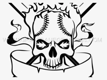 Transparent Skull Clipart Black And White - Skull Baseball Clipart, HD Png Download, Transparent PNG