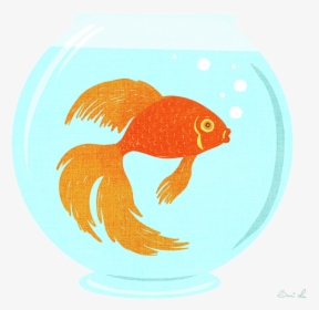 Gold Fish In Fishbowl Painting, HD Png Download, Transparent PNG
