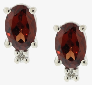14k White Gold Red Garnet & Diamond Earrings - Earrings, HD Png Download, Transparent PNG