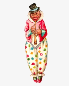 Vintage Circus Clown Musician Flute Wearing Top Hat, HD Png Download, Transparent PNG