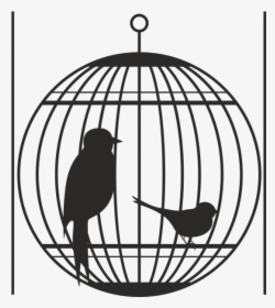 Bird Cage Silhouette - Vintage Bird Cage Drawing, HD Png Download, Transparent PNG
