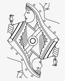 Playing Card Drawing At - Drawing Queen Of Hearts, HD Png Download, Transparent PNG