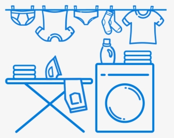 A Laundry Room With Clothes On A Hanger And An Iron - Laundry, HD Png Download, Transparent PNG