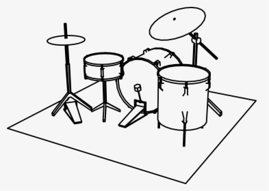 Drum Kits Line Art Percussion Musical Instruments - Drum Kit Drawing Png, Transparent Png, Transparent PNG