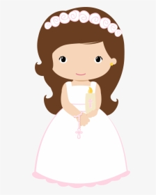 Girl With Candle And Rosary - First Communion Clipart Girl, HD Png Download, Transparent PNG