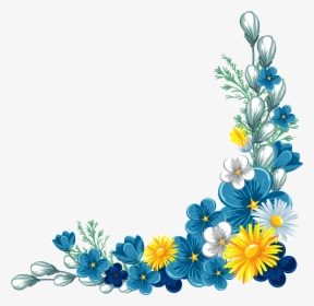 Transparent Floral Border Png - Blue Flower Border Clipart, Png Download, Transparent PNG