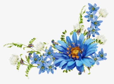 Transparent Corner Border Png - Blue Vintage Flowers Png, Png Download, Transparent PNG