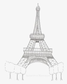 Eiffel Tower Silhouette Transparent Images - Draw An Easy Eiffel Tower, HD Png Download, Transparent PNG