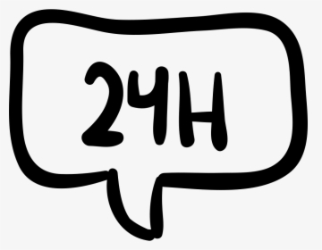 24 Hours In Speech Bubble Hand Drawn Commercial Signal - Icon, HD Png Download, Transparent PNG