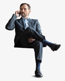 Office Businessman Sitting With Phone Cut Out - Architecture People Sitting Png, Transparent Png, Transparent PNG