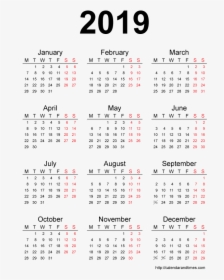 Calendar 2019 Printable One Pages - Week Number Calendar 2019, HD Png Download, Transparent PNG