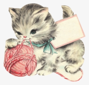 Vintage Kitten Clip Art, HD Png Download, Transparent PNG