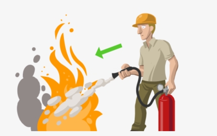 Ilustración De Un Trabajador Lanzando Un Extintor Sobre - Uso De Extintores Png, Transparent Png, Transparent PNG