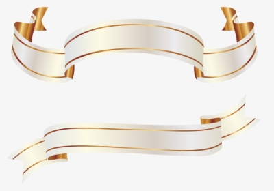 White Banner Ribbon Png - White Gold Ribbon Vector, Transparent Png, Transparent PNG