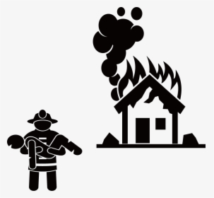 Firefighter Stick Figure Firefighting - Fire House Icon, HD Png Download, Transparent PNG