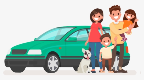 Happy Family Car Illustration, HD Png Download, Transparent PNG