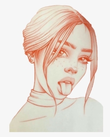 #chica #mujer #dibujo #dibujos - Sketch Side Profile Drawing, HD Png Download, Transparent PNG
