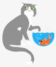 Goldfish Clipart Fishbowl - Cat Fish Bowl Cartoon, HD Png Download, Transparent PNG