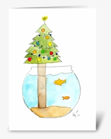 Fish Bowl Christmas Greeting Card - Child Art, HD Png Download, Transparent PNG