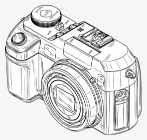 Transparent Camera Outline Png - Digital Camera Clipart Black And White, Png Download, Transparent PNG