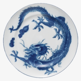 Blue Dragon Dessert Plate With Center - Chinese Blue And White Porcelain Plates, HD Png Download, Transparent PNG
