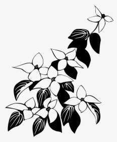 Leaves And Flowers Line Art, HD Png Download, Transparent PNG