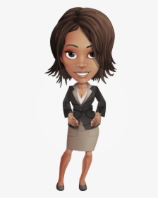 African American Female With Black Coat Vector Character - Woman Cartoon Character Png, Transparent Png, Transparent PNG