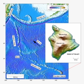 Bathymetric Map Showing The Hawaiian And Emperor Seamount - Hawaiian Island Chain Bathymetry, HD Png Download, Transparent PNG