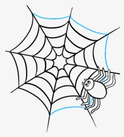 How To Draw Spider Web With Spider - Easy Spider Web Drawing, HD Png Download, Transparent PNG