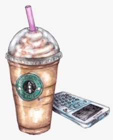 Coffee Starbucks Cafe Tea Frappuccino - Drawing Starbucks Caramel Macchiato, HD Png Download, Transparent PNG
