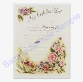 Wedding Certificate - Vintage Floral - Fill Out A Marriage Certificate Ulc, HD Png Download, Transparent PNG