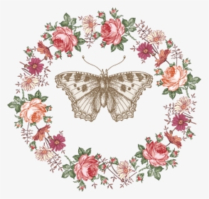 Butterfly Clipart Wreath - Transparent Rustic Floral Border, HD Png Download, Transparent PNG
