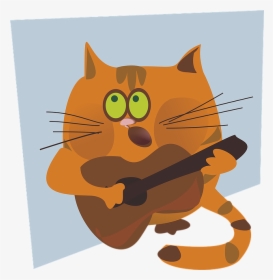 Cat, Vector, Figure, Animal, Guitar, Singing, Orange - Cat Playing Guitar Cartoon Png, Transparent Png, Transparent PNG
