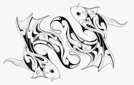 Design A Tribal Tattoo And Ornamental Prints - Koi Fish Tattoo, HD Png Download, Transparent PNG