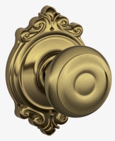 Georgian Knob With Brookshire Trim In Antique Brass - Door Handle, HD Png Download, Transparent PNG