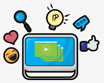 Cartoon Computer With Access To Social Media Sites, HD Png Download, Transparent PNG