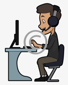 Cartoon With Guy In Computer , Png Download - Cartoon Computer Logo Png, Transparent Png, Transparent PNG