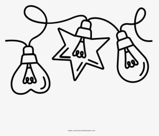 Christmas Lights Coloring Page - Christmas Light Clipart Black And White, HD Png Download, Transparent PNG